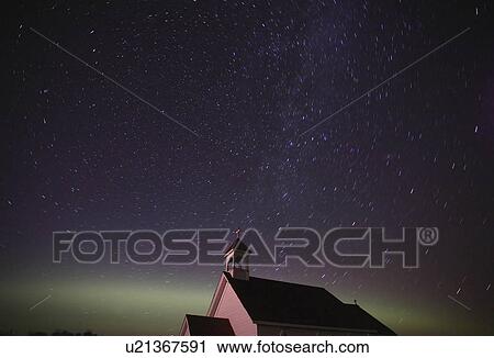 Stock Image -  star northern lights tracks over saint st. star . Fotosearch