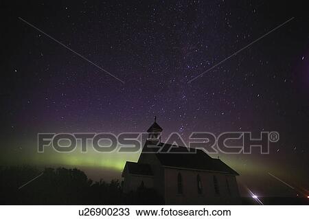 Stock Image -  star northern lights tracks over saint st. star . Fotosearch