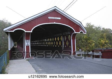 Stock Photography -  thompson bridge covered swanzey new hampshire. Fotosearch