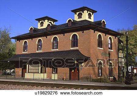 Stock Photograph -  train station illinois old central 1857 galena. Fotosearch