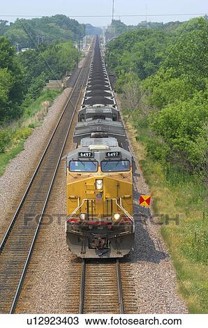 Stock Image -  union pacific coal train traveling east through. Fotosearch