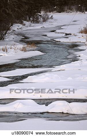 water winter art waskesui river in frozen ice View Large Photo Image Picture -  water winter art waskesui river in frozen ice. Fotosearch