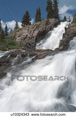 Stock Image -  waterfall in rocky mountains colorado usa travel. Fotosearch