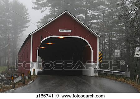 Stock Photo -  winter cresson bridge covered swanzey fog. Fotosearch