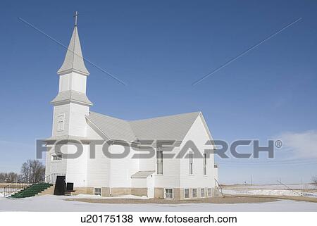 Stock Photo -  winter north dakota trinty luthren church abbey. Fotosearch