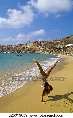 woman beach beautiful island mykonos greece woman View Large Photo Image Stock Photo - woman beach beautiful island mykonos greece woman . Fotosearch