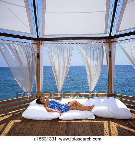 woman beach person 25-30 years brunette cabana View Large Photo Image Stock Image - woman beach person 25-30 years brunette cabana. Fotosearch