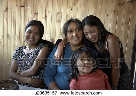 Stock Photo -  woman child children chile mapuche indian chol . Fotosearch
