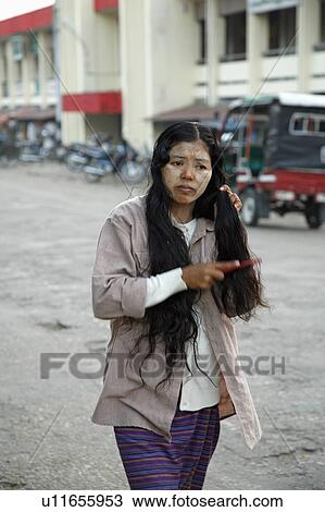Stock Image -  woman people border person women myanmar hair. Fotosearch