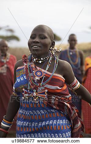 Stock Photo -  woman people person face kenya young masai park. Fotosearch