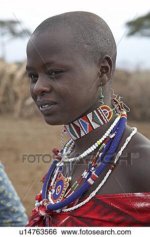 Stock Photograph -  woman people person kenya young masai village. Fotosearch