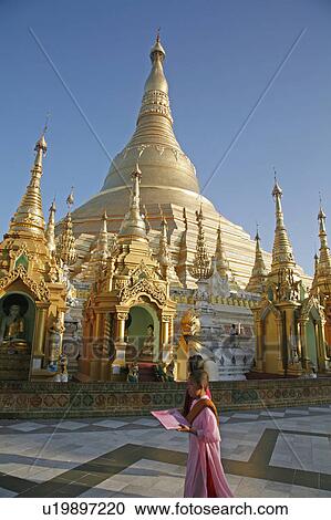 Stock Image -  woman people person women myanmar shwedagon paya . Fotosearch