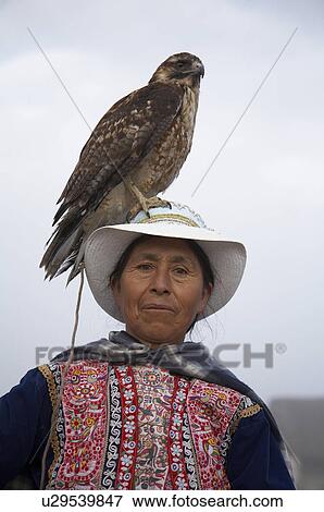 Stock Photo -  woman peru eagle yanque colca canyon america. Fotosearch