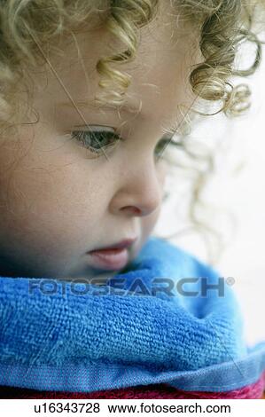 Stock Photo -  beach summer girl child beauty young wrapped . Fotosearch