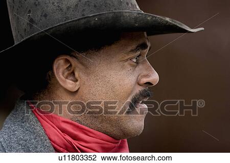 Stock Image -  black african american cowboy mustache shown . Fotosearch