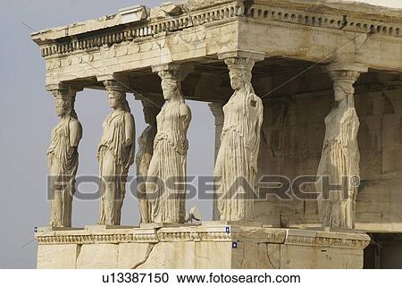 caryatids erechtheum acropolis athens greece View Large Photo Image Stock Image - caryatids erechtheum acropolis athens greece. Fotosearch