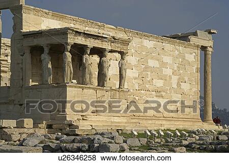 caryatids erechtheum acropolis athens greece View Large Photo Image Stock Photo - caryatids erechtheum acropolis athens greece. Fotosearch