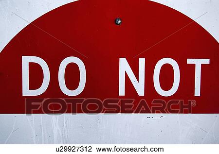 Stock Image -  close up image red sign warning not concept. Fotosearch