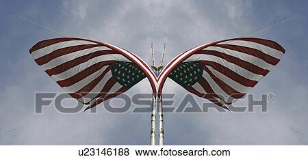 design butterfly beauty american flag unfurling View Large Photo Image Stock Photo - design butterfly beauty american flag unfurling . Fotosearch