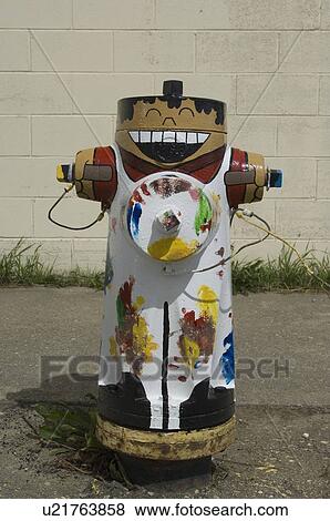 dog art fire close up painted hydrant in mcbride View Large Photo Image Stock Photo - dog art fire close up painted hydrant in mcbride. Fotosearch