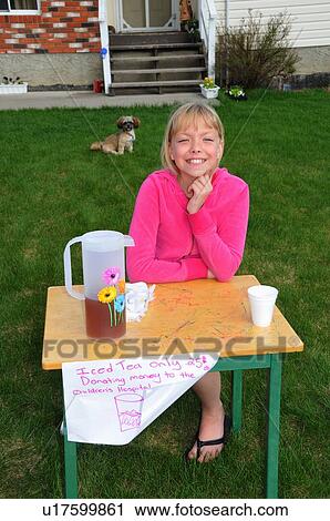 dog girl home 10 year old selling ice tea warm View Large Photo Image Stock Image - dog girl home 10 year old selling ice tea warm. Fotosearch