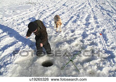 dog sport winter ice fishing highland lake View Large Photo Image Stock Photograph - dog sport winter ice fishing highland lake . Fotosearch