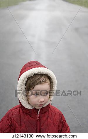 girl face kid young red jacket white hood wet View Large Photo Image Stock Image - girl face kid young red jacket white hood wet. Fotosearch