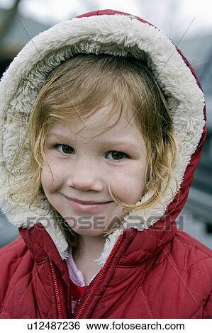 girl face kid young red jacket white hood wet View Large Photo Image Stock Photograph - girl face kid young red jacket white hood wet. Fotosearch