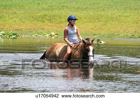 Stock Image -  girl horse children camp in florida for kids. Fotosearch