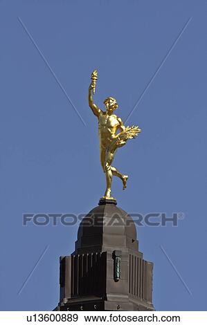 golden boy atop manitoba parliament building sky View Large Photo Image Stock Photo - golden boy atop manitoba parliament building sky. Fotosearch