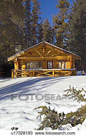 Stock Image -  house nature winter home vertical image log . Fotosearch