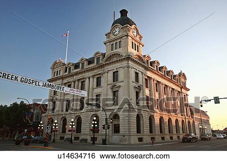 Stock Photograph -  moose jaw city hall in banner main street. Fotosearch