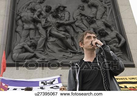 Stock Photo -  music party basist drew mcconnell anti bnp rally. Fotosearch