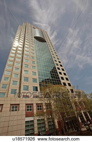 Stock Photograph -  new building in downtown winnipeg unique glass. Fotosearch