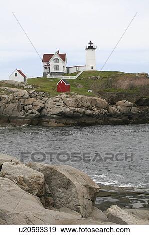 Stock Photo -  nubble light lighthouse york maine benchmark. Fotosearch