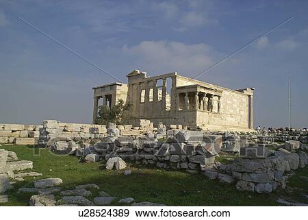 Stock Photo -  people erechtheum acropolis athens caryatids sky. Fotosearch