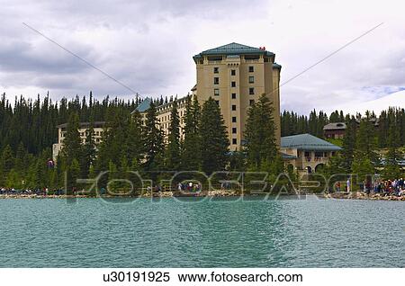 people horozontal chateau lake louise tourist View Large Photo Image Stock Photography - people horozontal chateau lake louise tourist . Fotosearch