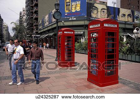 Stock Photo -  red telephone booths in recoleta district buenos. Fotosearch