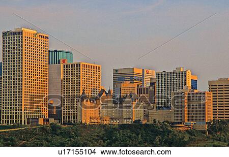 Picture -  shot edmonton city core in early morning warm. Fotosearch