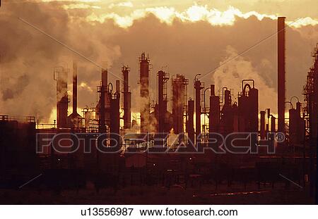 silhouette gas refinery smoke cloud oil sunset View Large Photo Image Stock Photo - silhouette gas refinery smoke cloud oil sunset. Fotosearch