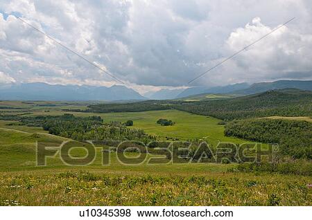 Stock Photo -  summer landscape foothills where grassland meets. Fotosearch
