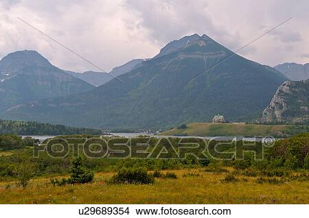 Picture -  summer nature landscape waterton park mountains. Fotosearch