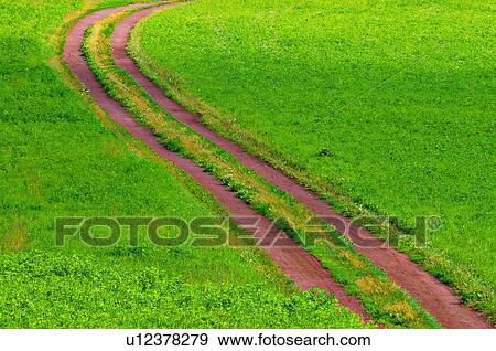 summer twisting dirt road through farmers field View Large Photo Image Stock Photo - summer twisting dirt road through farmers field. Fotosearch