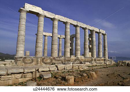 temple poseidon cape sounion attica greece blue View Large Photo Image Stock Photograph - temple poseidon cape sounion attica greece blue. Fotosearch