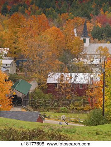 Stock Photography -  tree house village bridge waterville vt vermont. Fotosearch