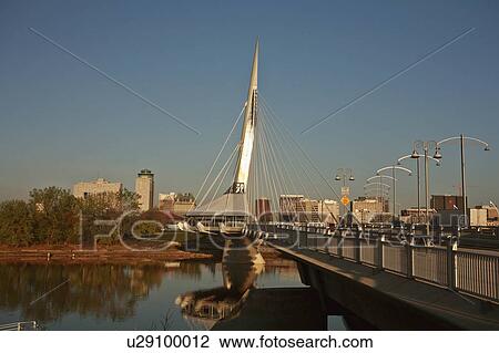 unique walkway bridge over red river in winnipeg View Large Photo Image Stock Image - unique walkway bridge over red river in winnipeg. Fotosearch
