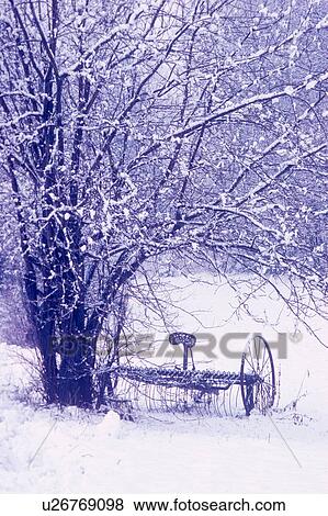 winter hay rake in underhill vt farm vermont View Large Photo Image Stock Photo - winter hay rake in underhill vt farm vermont . Fotosearch