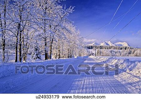 winter horozontal shot straight snow plowed road View Large Photo Image Stock Photo -  winter horozontal shot straight snow plowed road. Fotosearch