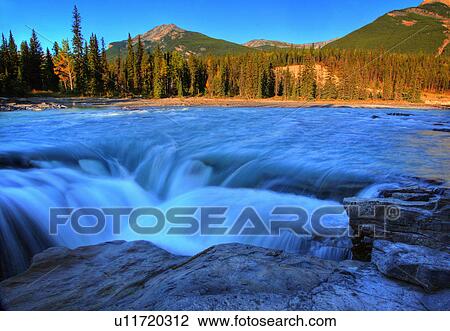 athabasca falls in jasper national park river View Large Photo Image Stock Image - athabasca falls in jasper national park river. Fotosearch
