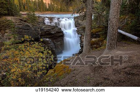 Stock Image -  athabasca falls in jasper national park alberta. Fotosearch